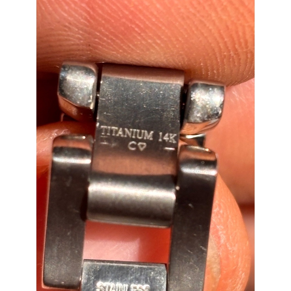 Zales Titanium 14K gold Bracelet 7.5" Stainless Clasp - Picture 2 of 6